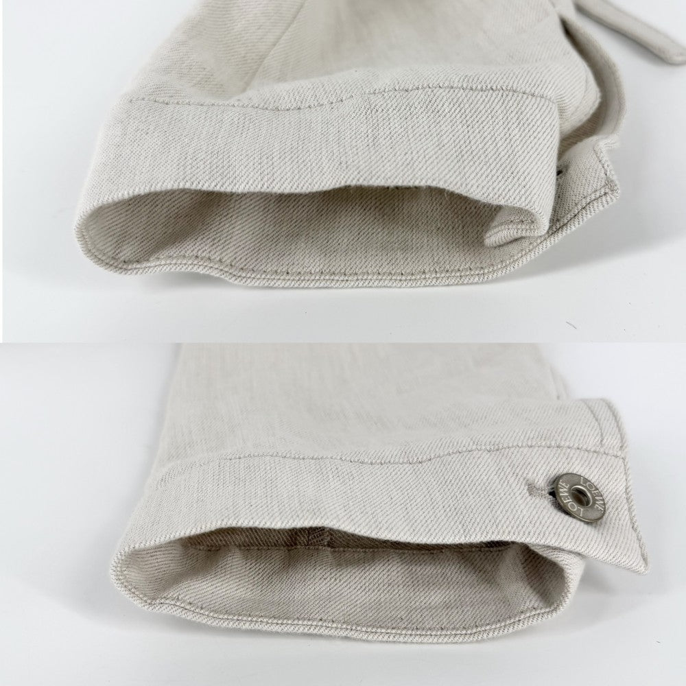 LOEWE ロエベ ジャケット ワークウェアジャケット アナグラム アウター 服 34 S359Y50X07 ベージュ アンティークゴールド金具 秋 冬 コットン リネン レザー レディース【中古品】