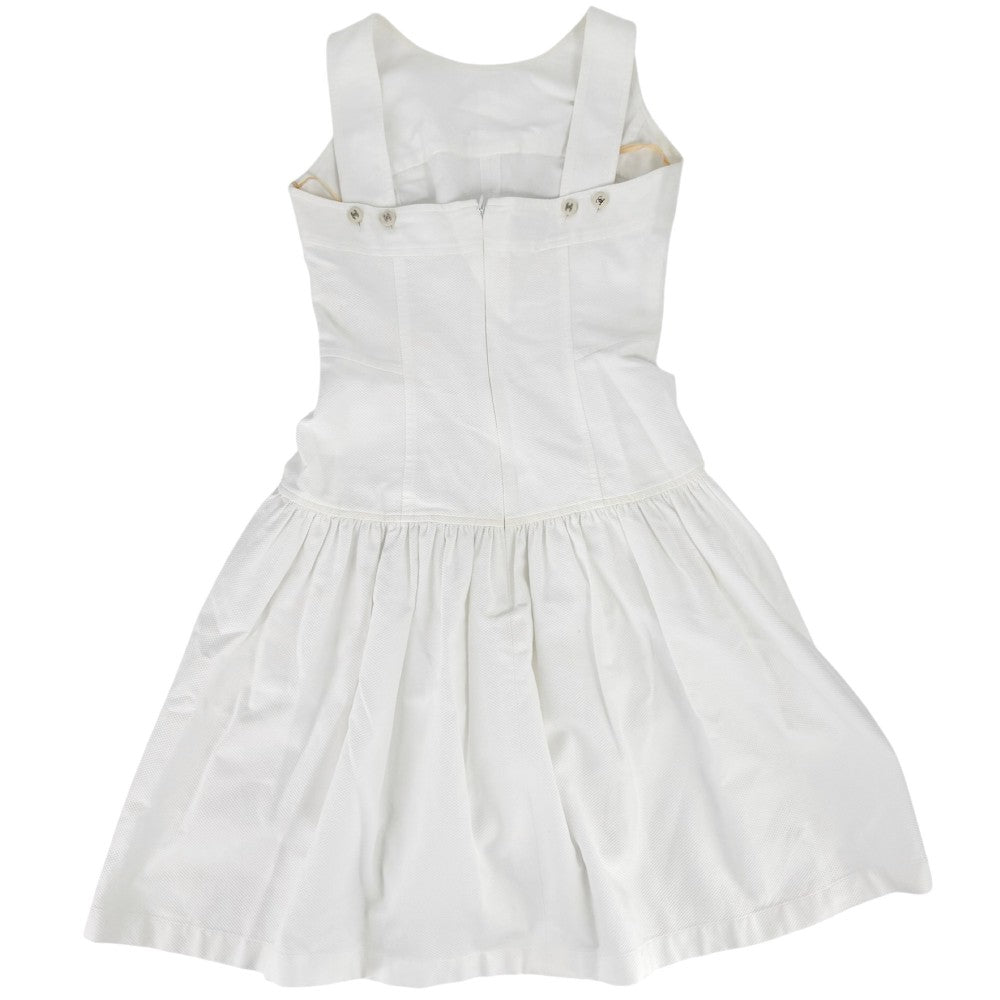 【開店SALE】 CHANEL シャネル ワンピース ココボタン ココマーク ココ ノースリーブ アパレル 服 38 ホワイト 白 春 夏 コットン レディース【中古品】