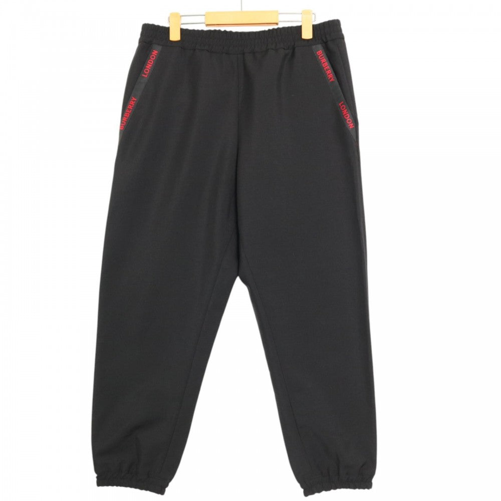BURBERRY バーバリー ボトムス ロゴ ストレートパンツ 48 8012110 ブラック 黒 レッド 赤 ウール モヘア メンズ【中古品】