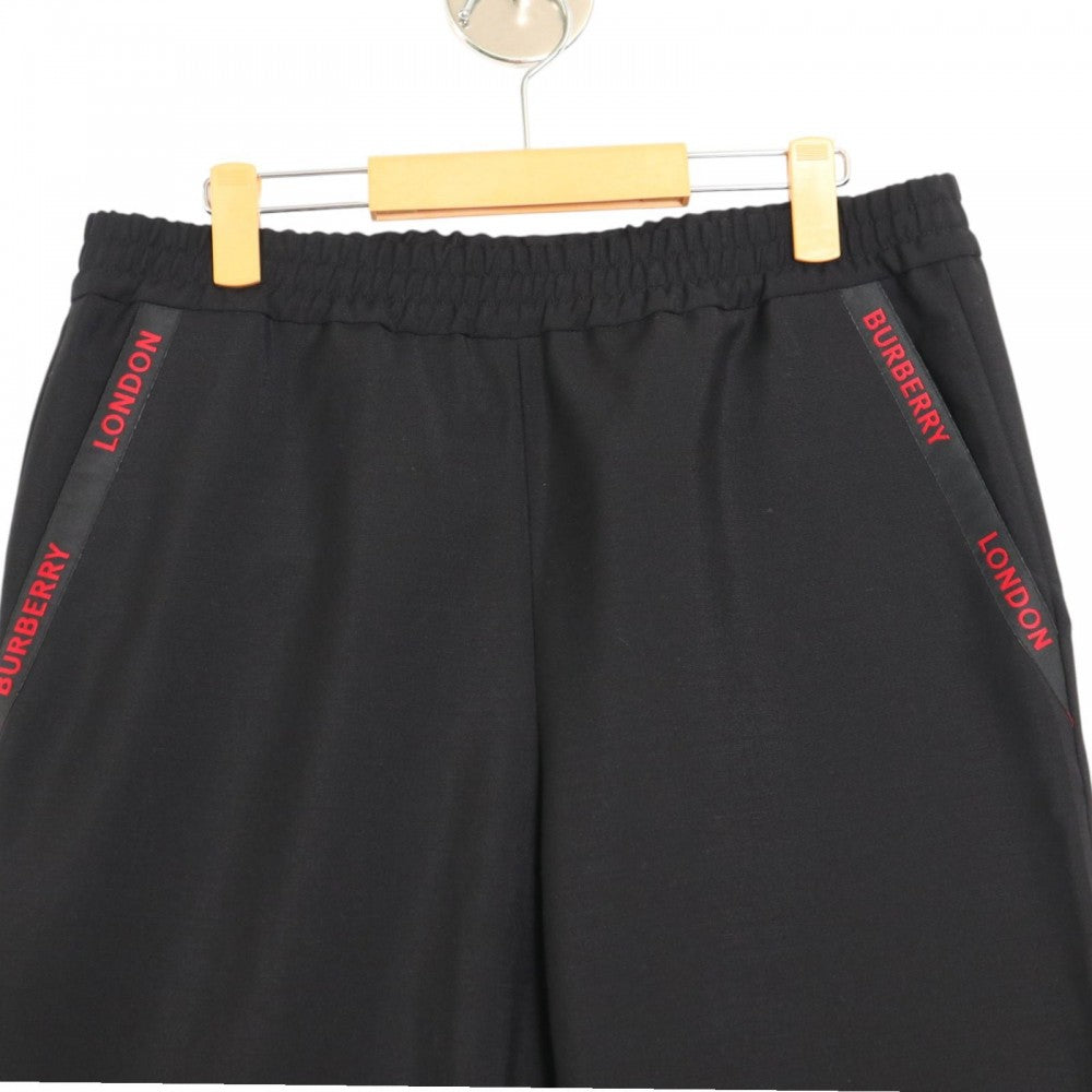 【開店SALE】 BURBERRY バーバリー ボトムス ロゴ ストレートパンツ 48 8012110 ブラック 黒 レッド 赤 ウール モヘア メンズ【中古品】