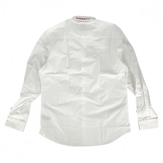 【開店SALE】 BURBERRY バーバリー 長袖シャツ 刺繍 KINGDOM トップス アパレル ロゴ 服 40 8017217 ホワイト 白 オールシーズン コットン レディース【中古品】