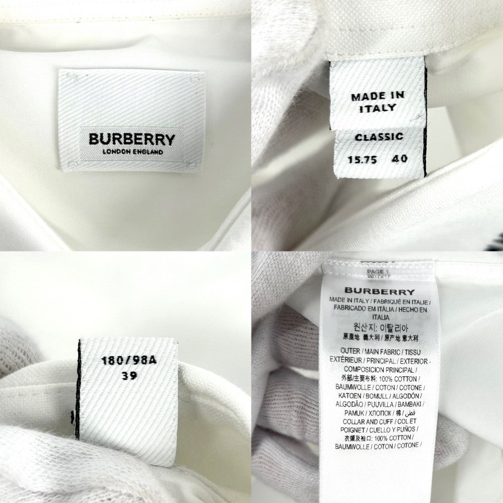 【開店SALE】 BURBERRY バーバリー 長袖シャツ 刺繍 KINGDOM トップス アパレル ロゴ 服 40 8017217 ホワイト 白 オールシーズン コットン レディース【中古品】