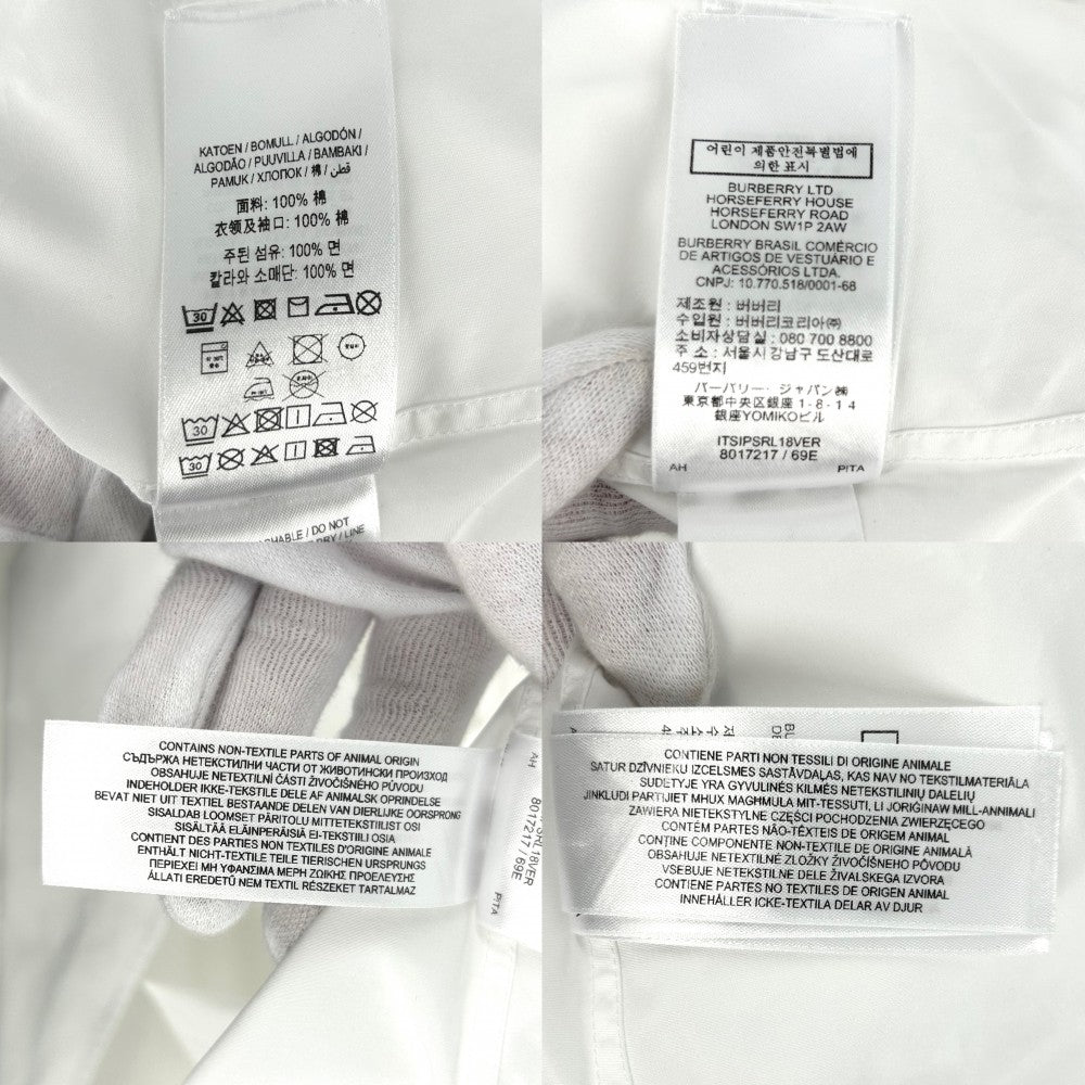 【開店SALE】 BURBERRY バーバリー 長袖シャツ 刺繍 KINGDOM トップス アパレル ロゴ 服 40 8017217 ホワイト 白 オールシーズン コットン レディース【中古品】