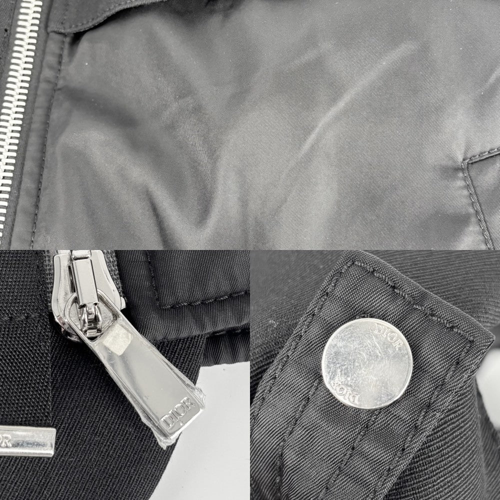 【開店SALE】 Dior ディオール ブルゾン サカイコラボ ハイブリッド ボンバージャケット アウター MA-1 sacai 44 ブラック 黒 シルバー金具 ナイロン キュプラ メンズ【中古品】