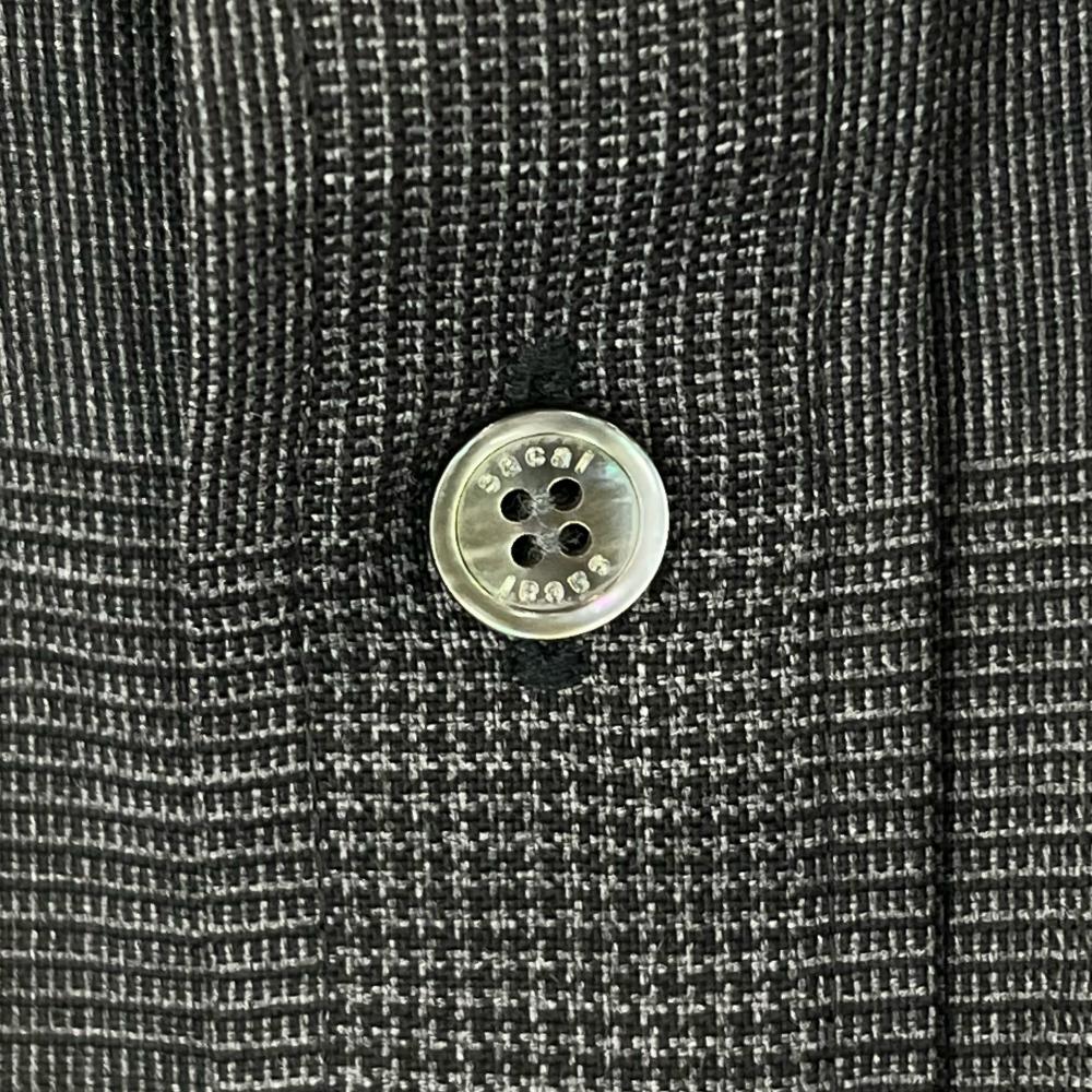 【開店SALE】 Sacai サカイ 長袖シャツ グレンチェックシャツ 異素材シャツ サイズ３ ブラック 黒 グレー 秋 冬 ウール キュプラ メンズ【中古品】