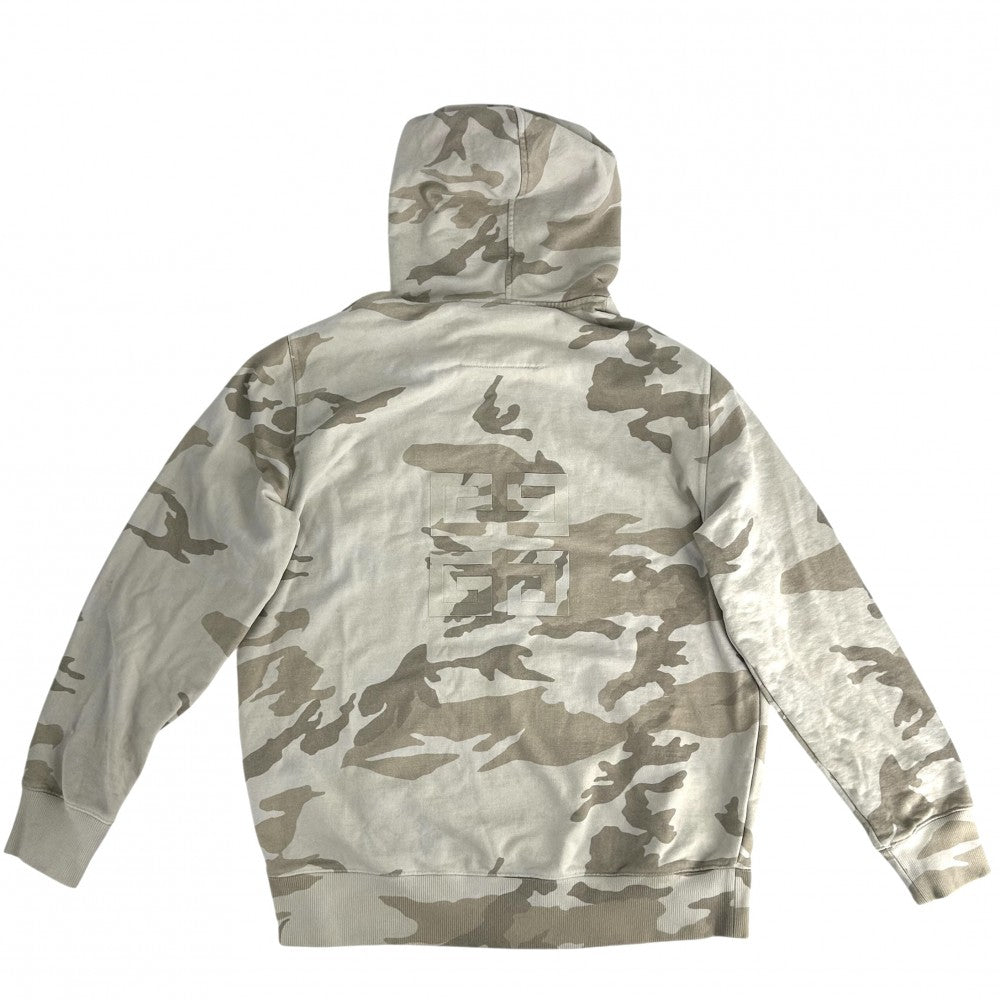 GIVENCHY ジバンシィ パーカー プルオーバー フーディー 迷彩 総柄 プリント カモフラージュ アパレル 服 トップス M BMJ0GM30W2 ベージュ ブラウン 茶 シルバー金具 秋 冬 コットン メンズ【中古品】