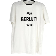 【開店SALE】 Berluti ベルルッティ 半袖Ｔシャツ ロゴ トップス 服 アパレル S ホワイト 白 ブラック 黒 春 夏 コットン メンズ【中古品】