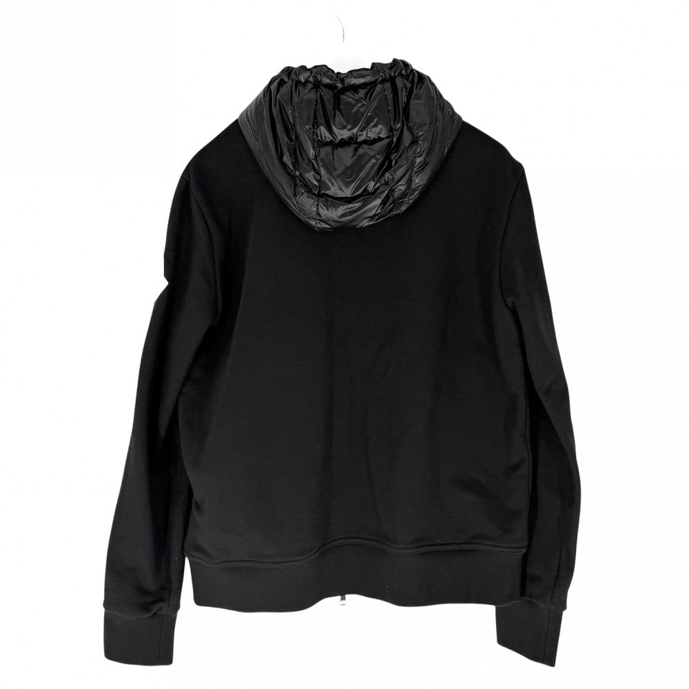 MONCLER モンクレール パーカー スウェット切替 MAGLIA フーディ ダウンジャケット ジップアップ アパレル 服 XL ブラック 黒 ホワイト 白 ブラック金具 春 秋 コットン ナイロン メンズ【中古品】