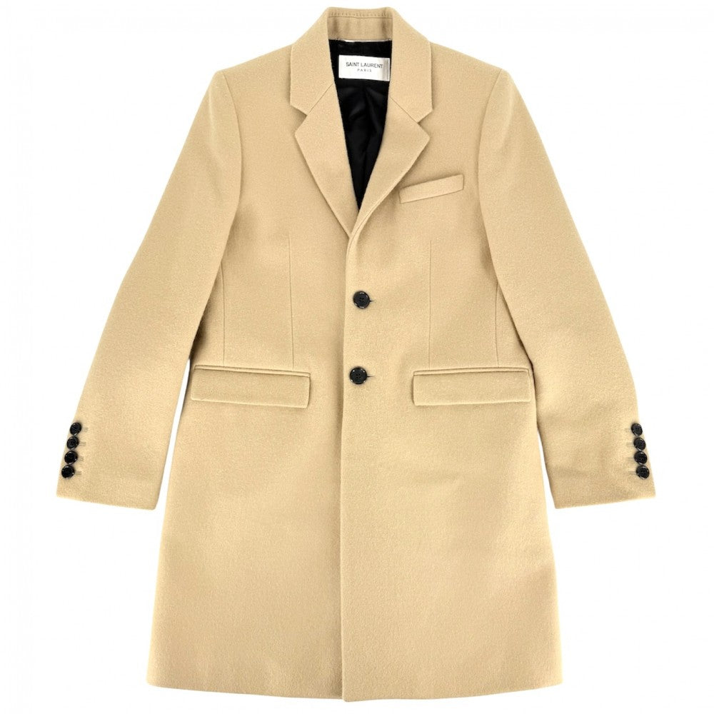 SAINT LAURENT PARIS サンローランパリ アウター ロングコート チェスターコート アパレル 服 46 627382 ベージュ 秋 冬 ウール メンズ【中古品】