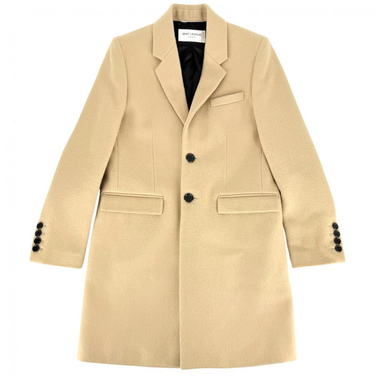 【秋物特集】 SAINT LAURENT PARIS サンローランパリ アウター ロングコート チェスターコート アパレル 服 46 627382 ベージュ 秋 冬 ウール メンズ【中古品】