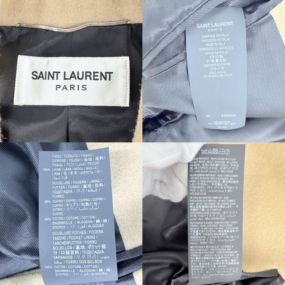 SAINT LAURENT PARIS サンローランパリ アウター ロングコート チェスターコート アパレル 服 46 627382 ベージュ 秋 冬 ウール メンズ【中古品】