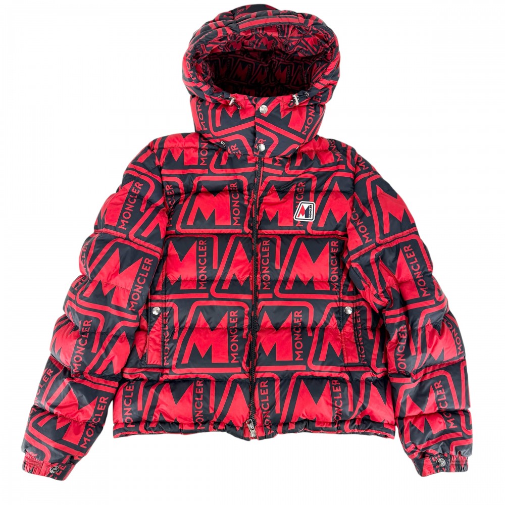 MONCLER モンクレール ダウンジャケット FRIOLAND アウター アパレル 3サイズ 服 レッド 赤 ブラック 黒 シルバー金具 冬 ポリエステル メンズ【中古品】