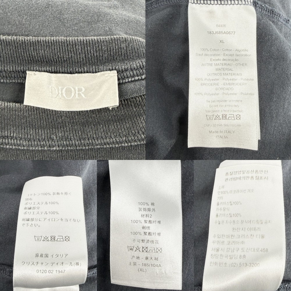 DIOR HOMME ディオール・オム 半袖シャツ ロゴ 服 アパレル XL ネイビー 紺 夏 コットン メンズ【中古品】