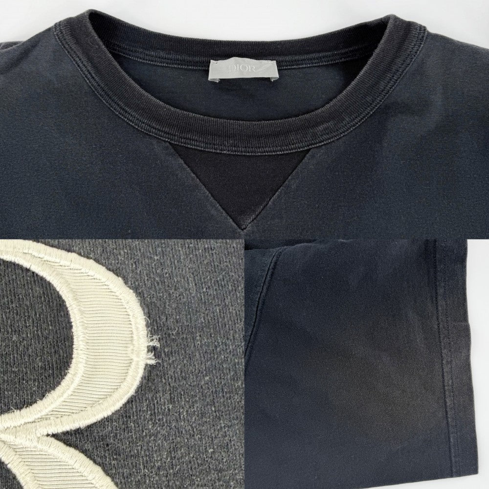 DIOR HOMME ディオール・オム 半袖シャツ ロゴ 服 アパレル XL ネイビー 紺 夏 コットン メンズ【中古品】