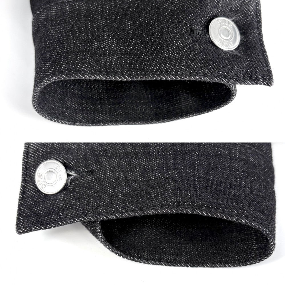 Dior ディオール デニムジャケット オブリーク アウター アパレル 服 48 013D480D236X ブラック 黒 シルバー金具 春 秋 コットン ポリエステル ポリウレタン メンズ【中古品】