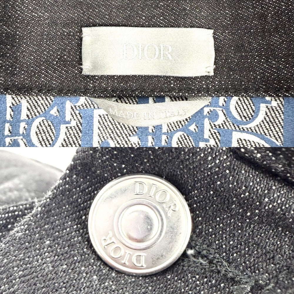 Dior ディオール デニムジャケット オブリーク アウター アパレル 服 48 013D480D236X ブラック 黒 シルバー金具 春 秋 コットン ポリエステル ポリウレタン メンズ【中古品】