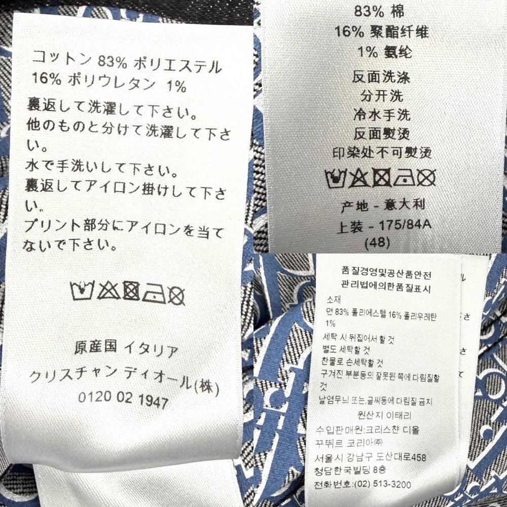 Dior ディオール デニムジャケット オブリーク アウター アパレル 服 48 013D480D236X ブラック 黒 シルバー金具 春 秋 コットン ポリエステル ポリウレタン メンズ【中古品】
