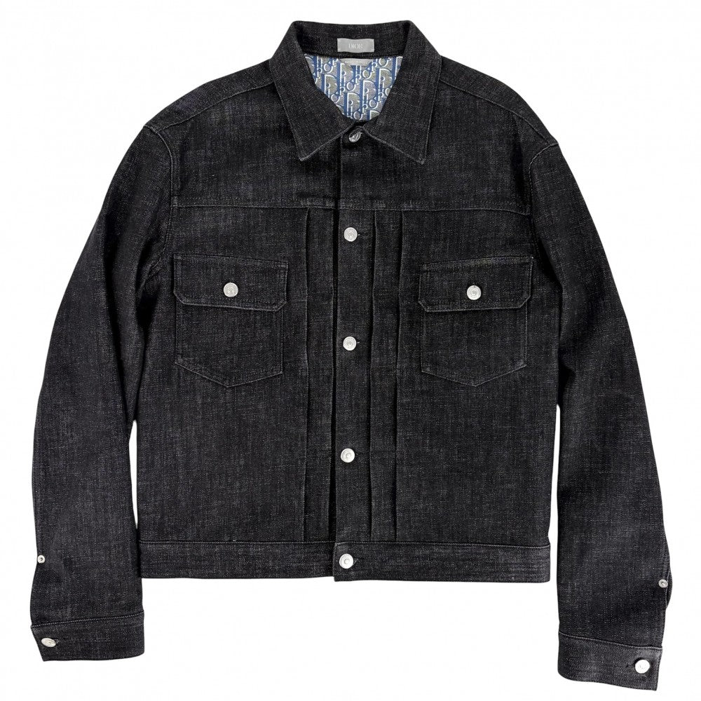 Dior ディオール デニムジャケット オブリーク アウター アパレル 服 48 013D480D236X ブラック 黒 シルバー金具 春 秋 コットン ポリエステル ポリウレタン メンズ【中古品】