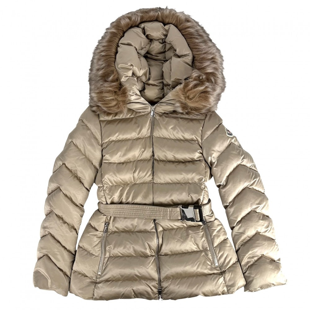 MONCLER モンクレール ダウンジャケット CUPIDONE アウター アパレル 0サイズ 服 フード付き ベージュ系 シルバー金具 冬 ナイロン レディース【中古品】