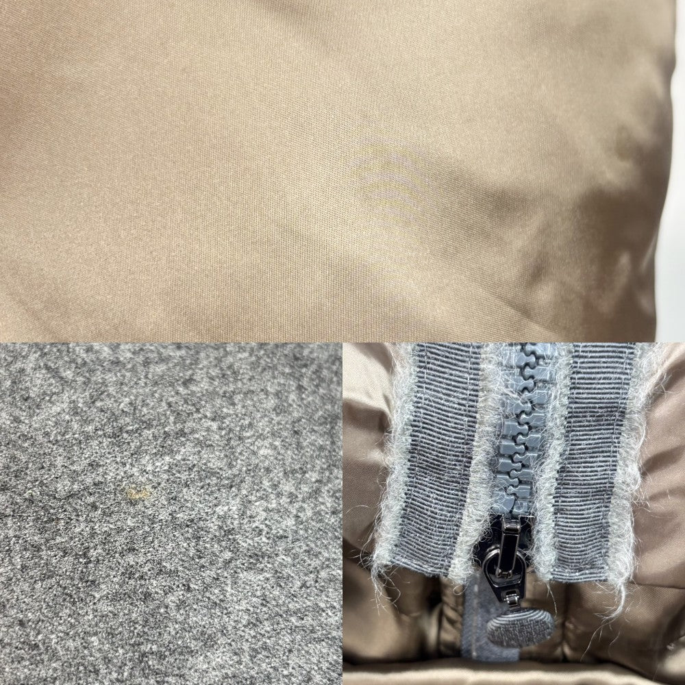 MONCLER モンクレール ダウンジャケット sacaiコラボ MIWAKO アウター 00サイズ
 グレー ブラウン系 シルバー金具 冬 ウール ナイロン レディース【中古品】