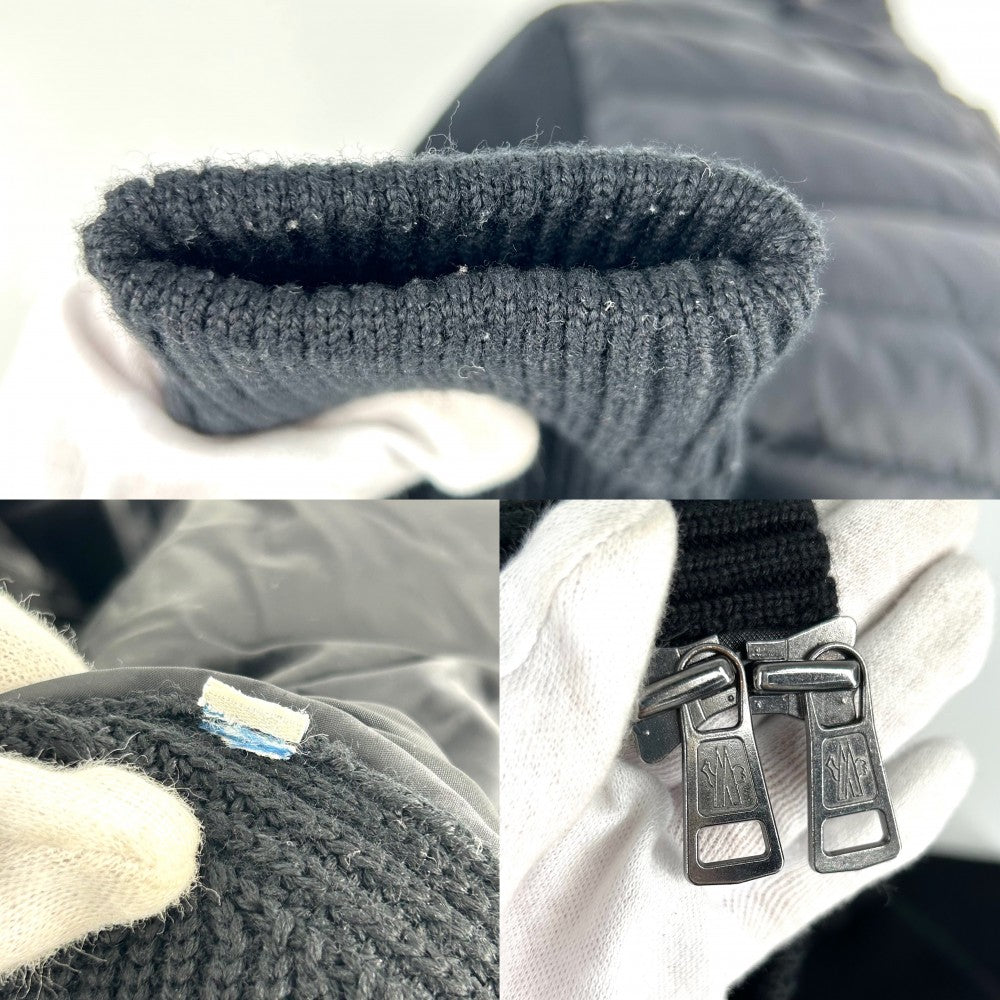MONCLER モンクレール ブルゾン ニット切り替え TRICOT CARDIGAN アウター ジップアップ 素材切り替え アパレル 服 S ブラック 黒 ガンメタル金具 春 秋 ナイロン アクリル ウール メンズ【中古品】