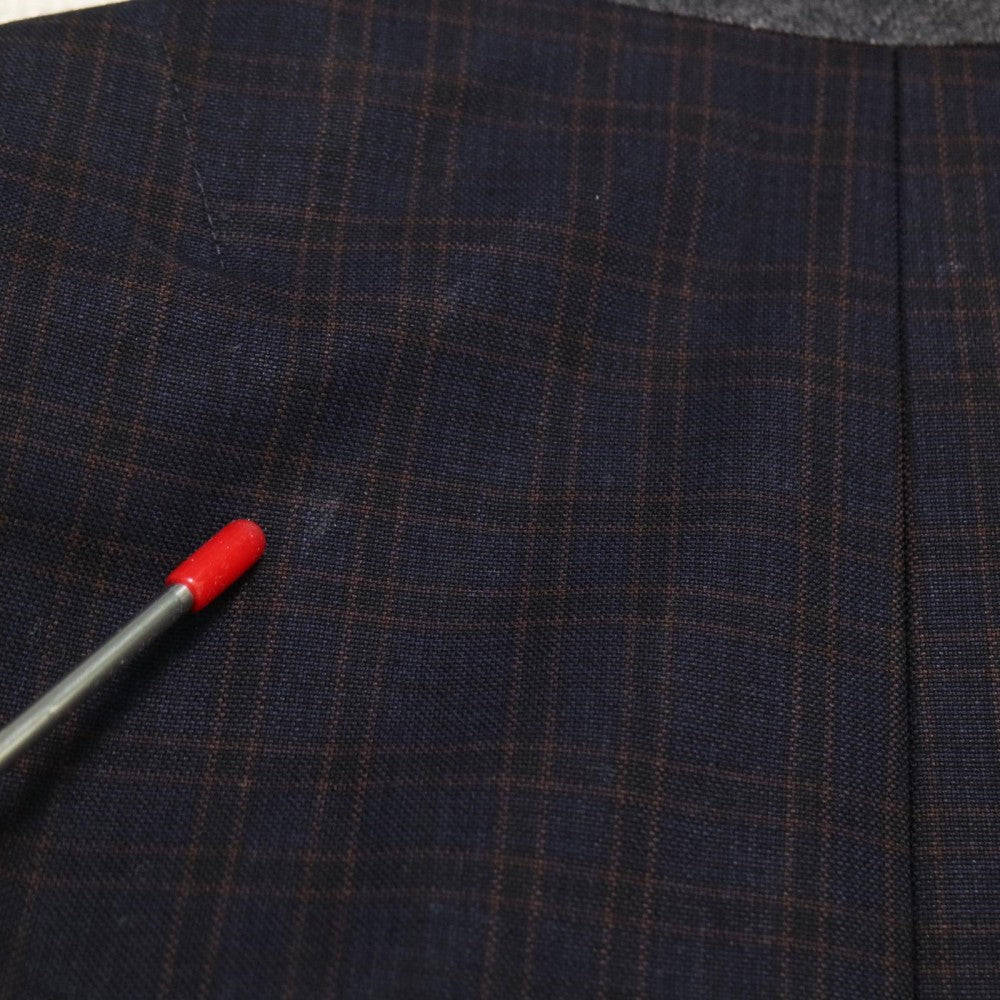 Sacai サカイ ジャケット 異素材ドッキングジャケット チェック 服 ネイビー 紺 ゴールド金具 春 秋 コットン レディース【中古品】