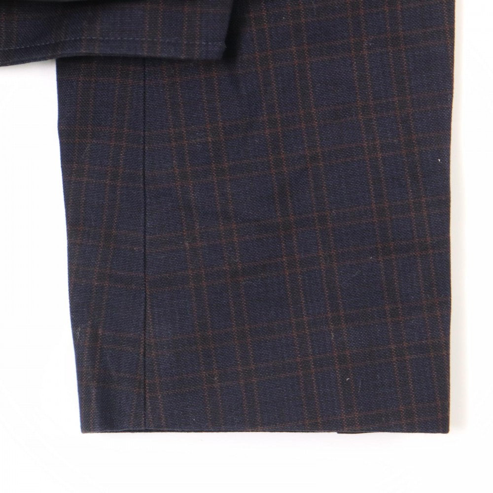 Sacai サカイ ジャケット 異素材ドッキングジャケット チェック 服 ネイビー 紺 ゴールド金具 春 秋 コットン レディース【中古品】