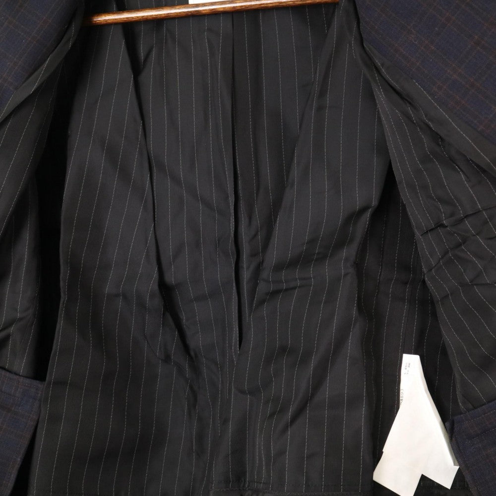Sacai サカイ ジャケット 異素材ドッキングジャケット チェック 服 ネイビー 紺 ゴールド金具 春 秋 コットン レディース【中古品】