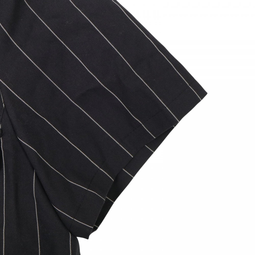 【開店SALE】 Sacai サカイ ワンピース 半袖 ストライプシフォンミニワンピース 異素材 アパレル 服 シャツワンピース ネイビー 紺 ホワイト 白 シルバー金具 春 夏 コットン ポリエステル レディース【中古品】