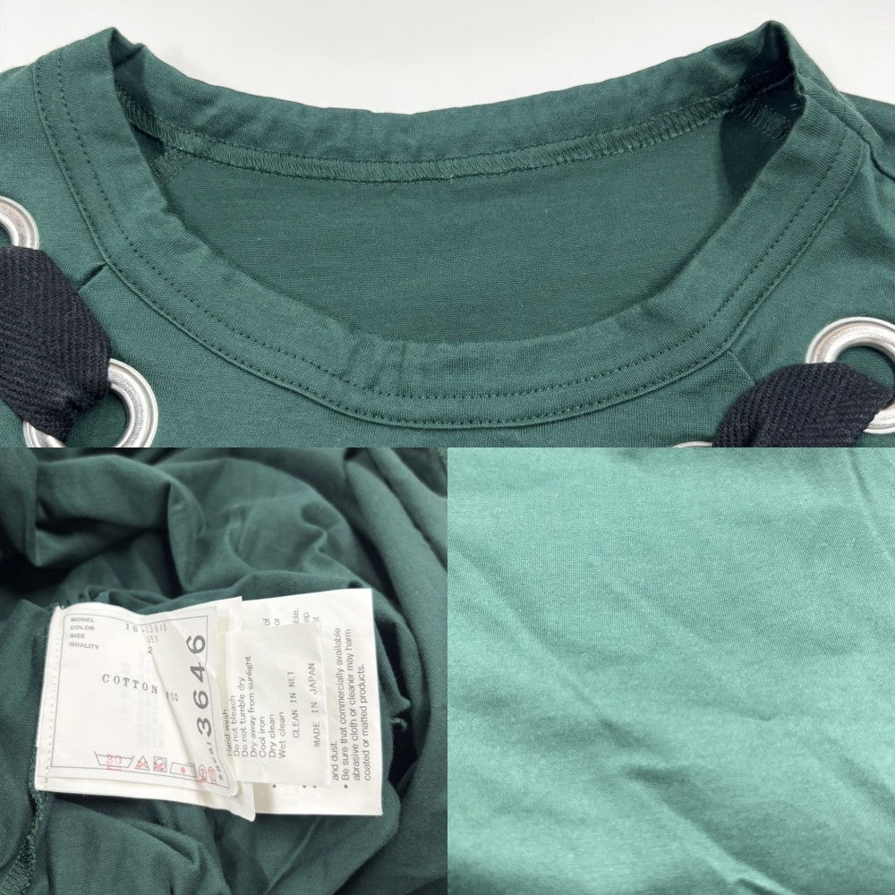 【開店SALE】 Sacai サカイ ワンピース 半袖 ロングワンピース 2サイズ グリーン 緑 シルバー金具 コットン レディース【中古品】