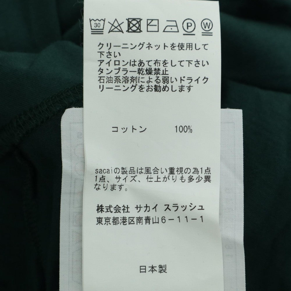 【開店SALE】 Sacai サカイ ワンピース 半袖 ロングワンピース 2サイズ グリーン 緑 シルバー金具 コットン レディース【中古品】