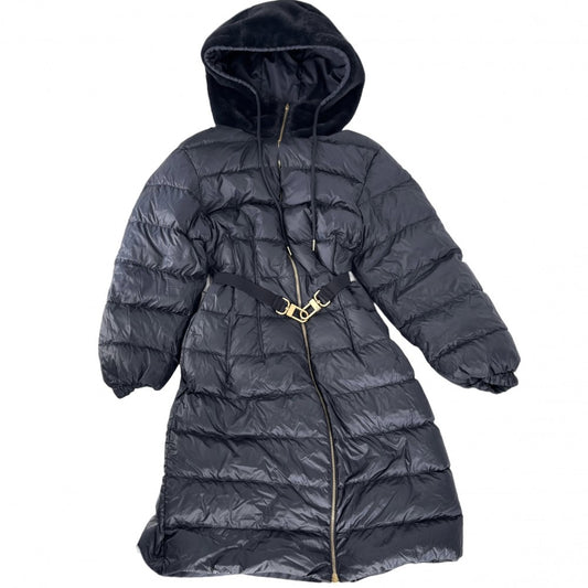 MONCLER モンクレール ダウンジャケット EVETTES ダウンコート リバーシブル 0サイズ アウター ネイビー 紺 ゴールド金具 冬 ポリエステル ナイロン レディース【中古品】