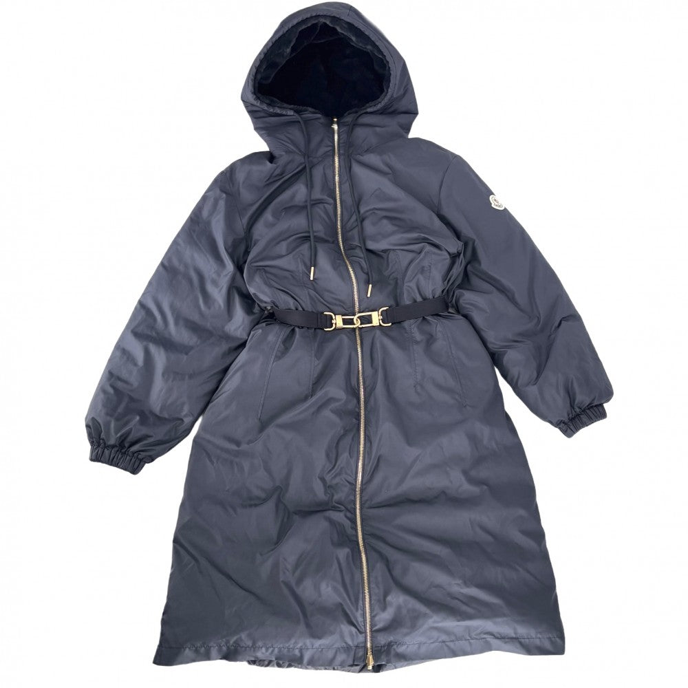 MONCLER モンクレール ダウンジャケット EVETTES ダウンコート リバーシブル 0サイズ アウター ネイビー 紺 ゴールド金具 冬 ポリエステル ナイロン レディース【中古品】