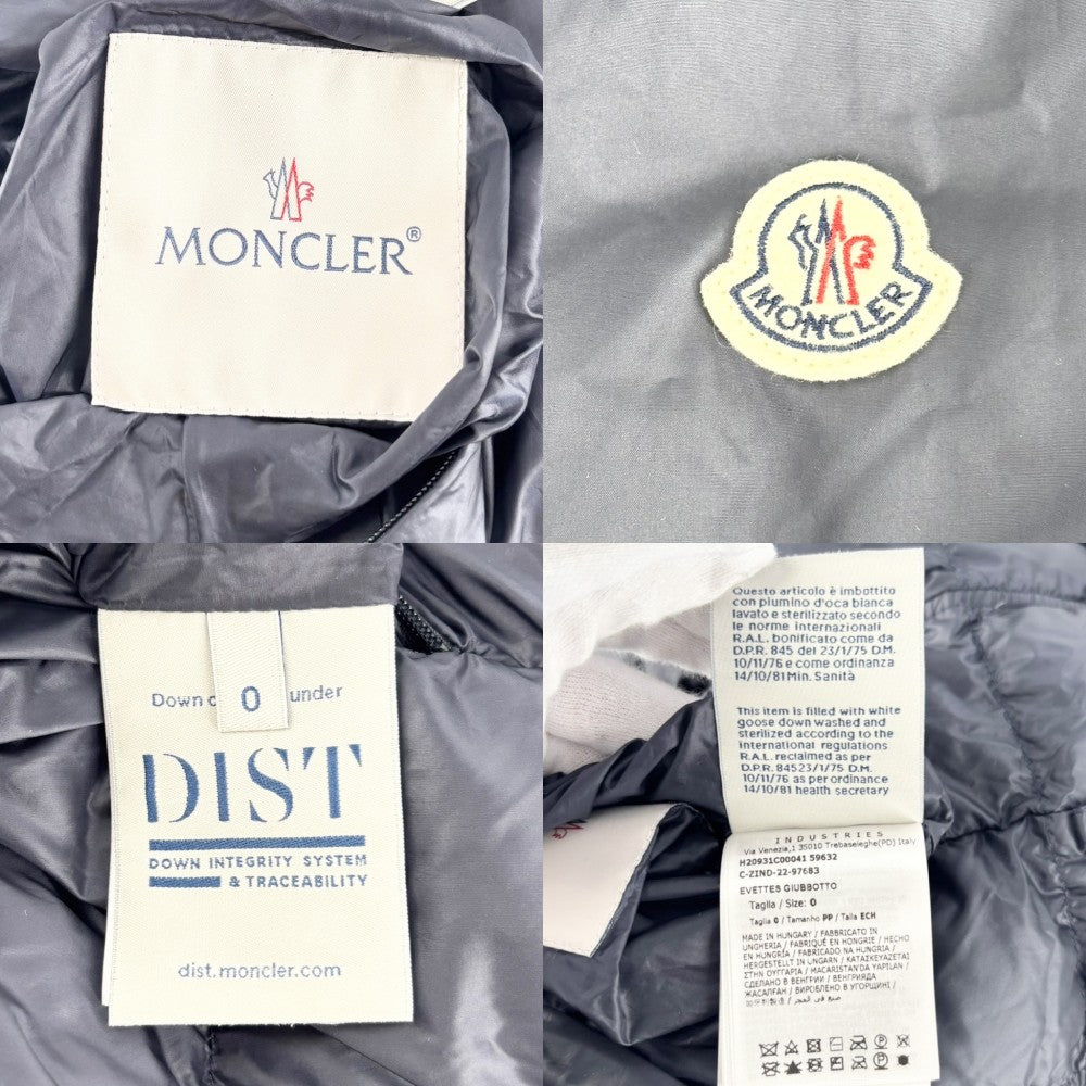 MONCLER モンクレール ダウンジャケット EVETTES ダウンコート リバーシブル 0サイズ アウター ネイビー 紺 ゴールド金具 冬 ポリエステル ナイロン レディース【中古品】