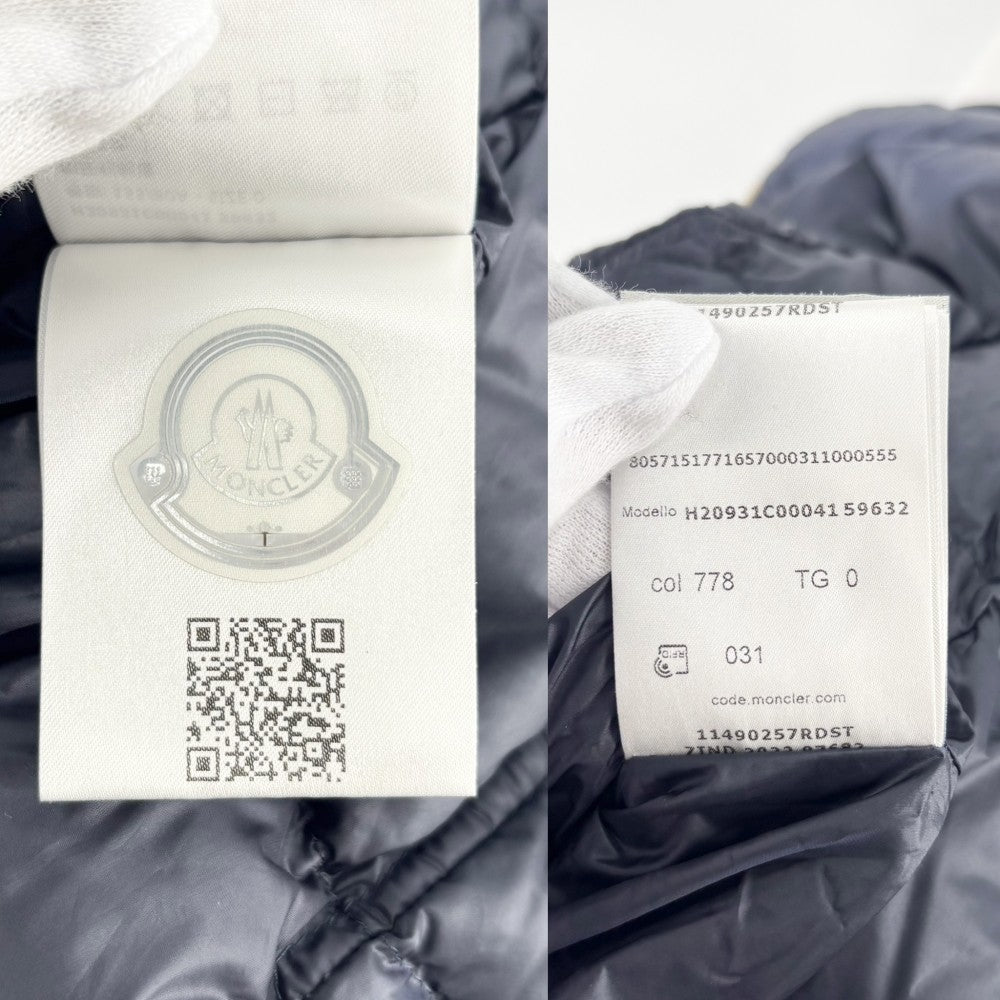 MONCLER モンクレール ダウンジャケット EVETTES ダウンコート リバーシブル 0サイズ アウター ネイビー 紺 ゴールド金具 冬 ポリエステル ナイロン レディース【中古品】