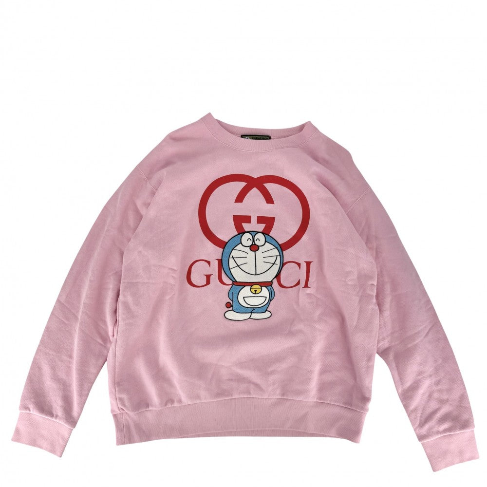【開店SALE】 GUCCI グッチ スウェット ドラえもんコラボ トップス クルーネック 服 アパレル L 617964 ピンク 春 夏 コットン メンズ【中古品】