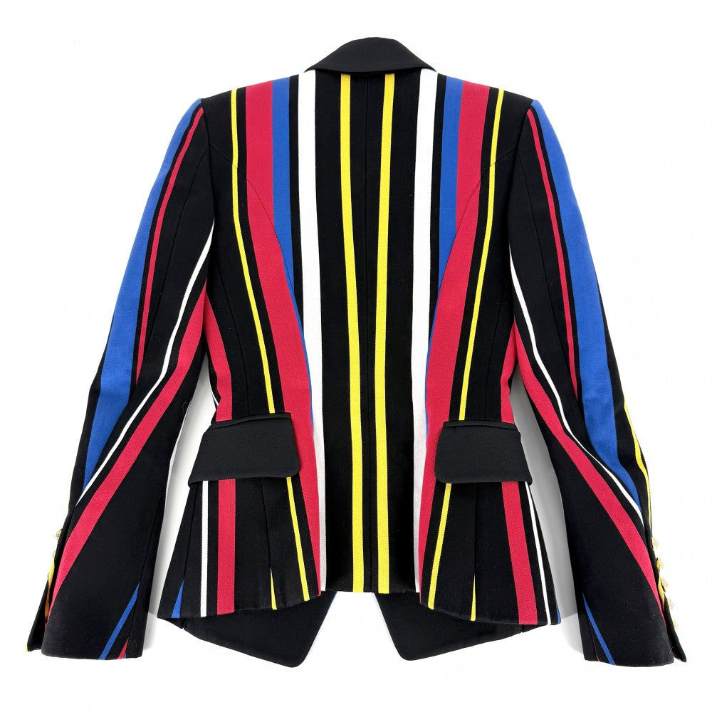 BALMAIN バルマン テーラードジャケット アウター アパレル 服 34 ブラック 黒 マルチカラー ゴールド金具 コットン レディース【中古品】