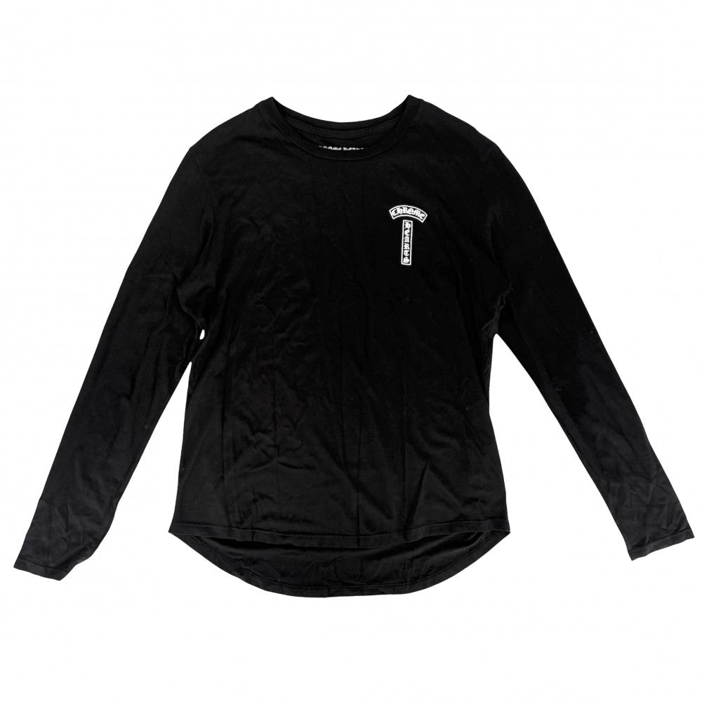CHROME HEARTS クロムハーツ 長袖Ｔシャツ ダガー ロゴ クルーネック トップス 服 アパレル ホースシュー L ブラック 黒 コットン レーヨン メンズ【中古品】