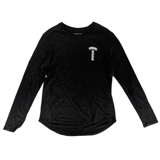 CHROME HEARTS クロムハーツ 長袖Ｔシャツ ダガー ロゴ クルーネック トップス 服 アパレル ホースシュー L ブラック 黒 コットン レーヨン メンズ【中古品】