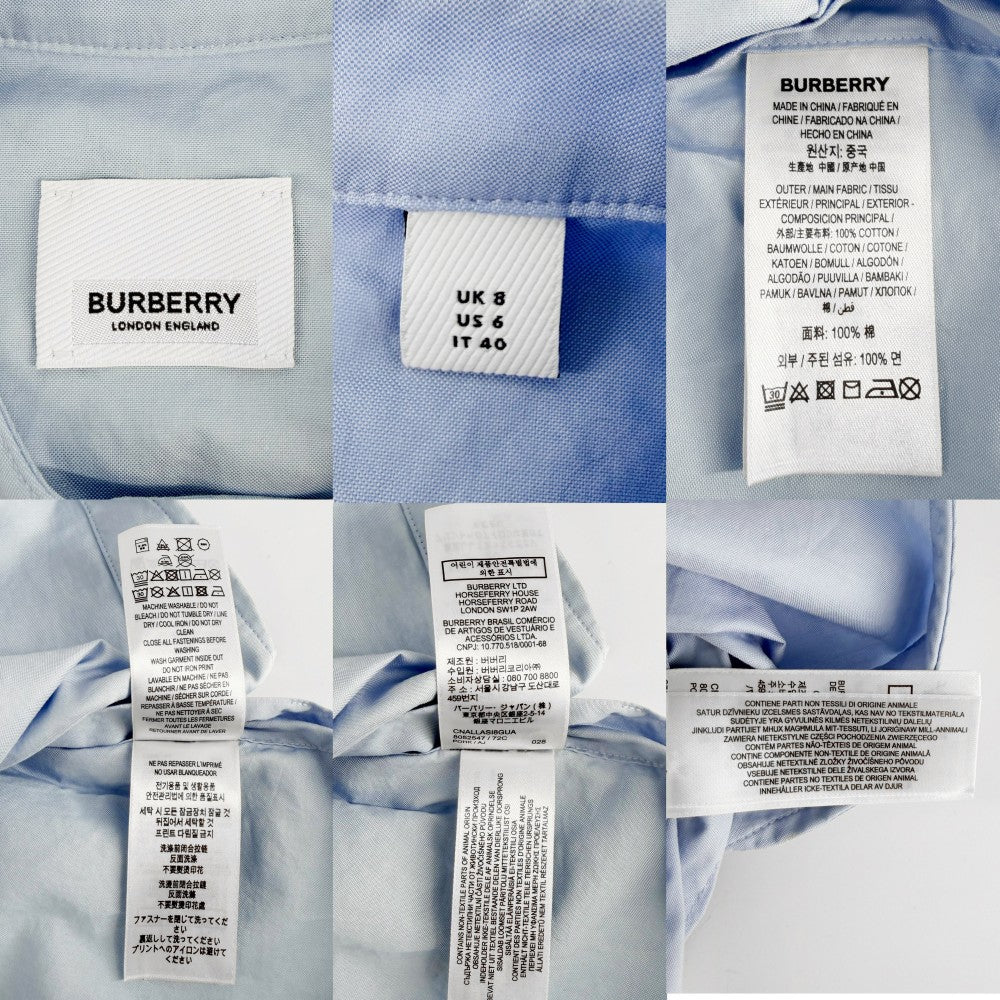 BURBERRY バーバリー ワンピース ロゴ ノースリーブ トップス アパレル 服 38 ブルー 青 春 夏 コットン レディース【中古品】