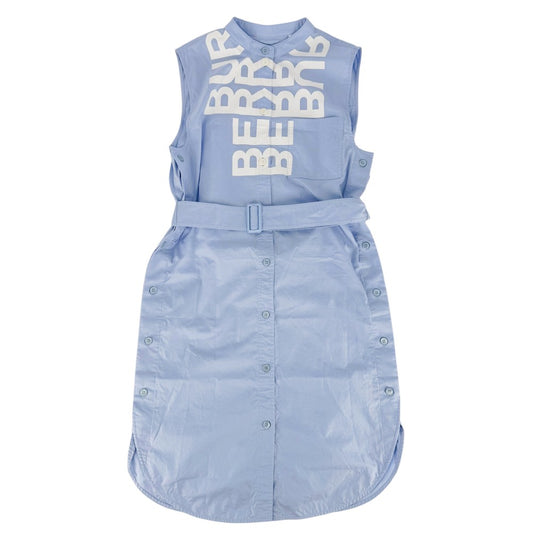 BURBERRY バーバリー ワンピース ロゴ ノースリーブ トップス アパレル 服 38 ブルー 青 春 夏 コットン レディース【中古品】
