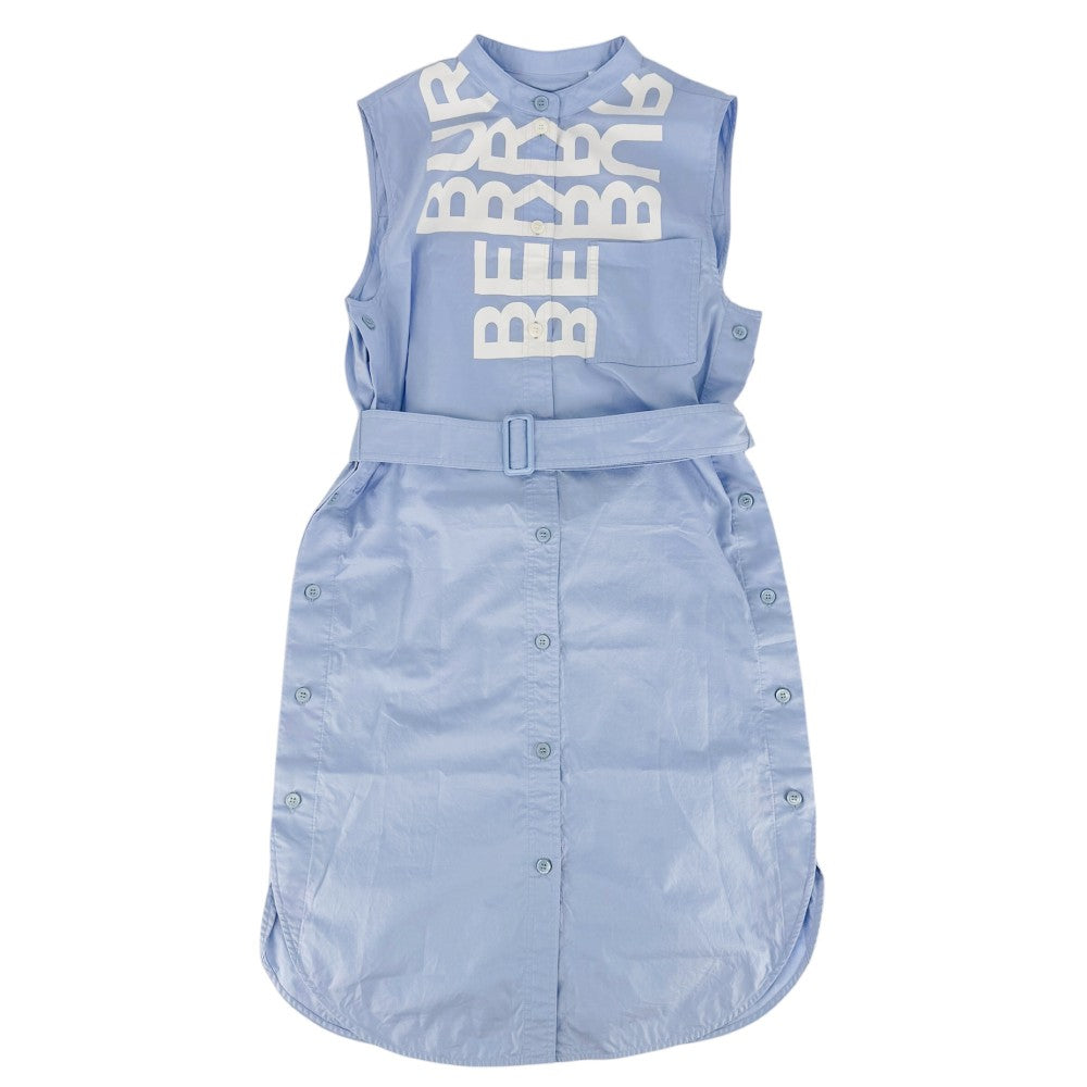BURBERRY バーバリー ワンピース ロゴ ノースリーブ トップス アパレル 服 38 ブルー 青 春 夏 コットン レディース【中古品】