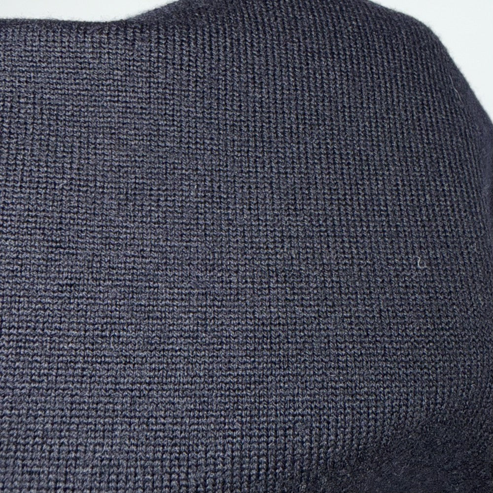 THOM BROWNE トムブラウン ニット リボン ストライプ セーター 襟ドッキング 服 42 ネイビー 紺 ライトブルー 秋 冬 ウール レディース【中古品】