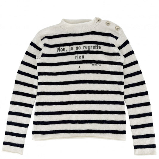 Christian Dior クリスチャンディオール ニット ボーダー トップス 長袖 アパレル 服 40 ネイビー 紺 ホワイト 白 秋 冬 カシミヤ レディース【中古品】