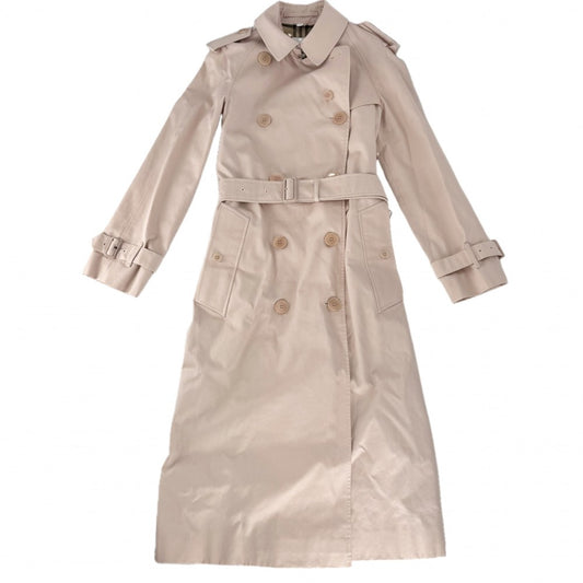 BURBERRY バーバリー トレンチコート ウォータールー ヘリテージ ロングコート アウター アパレル 服 ノバチェック 34 8054325 ピンク シルバー金具 春 秋 コットン レディース【中古品】