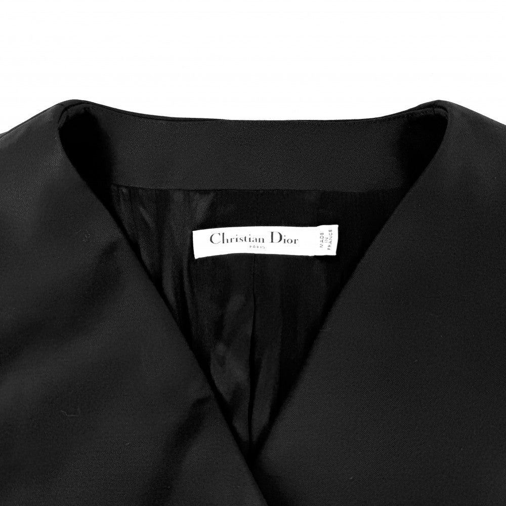 Christian Dior クリスチャンディオール ワンピース フレアワンピース ダブルブレスト 半袖 服 アパレル 40 ブラック 黒 春 夏 ウール ナイロン ポリウレタン レディース【中古品】