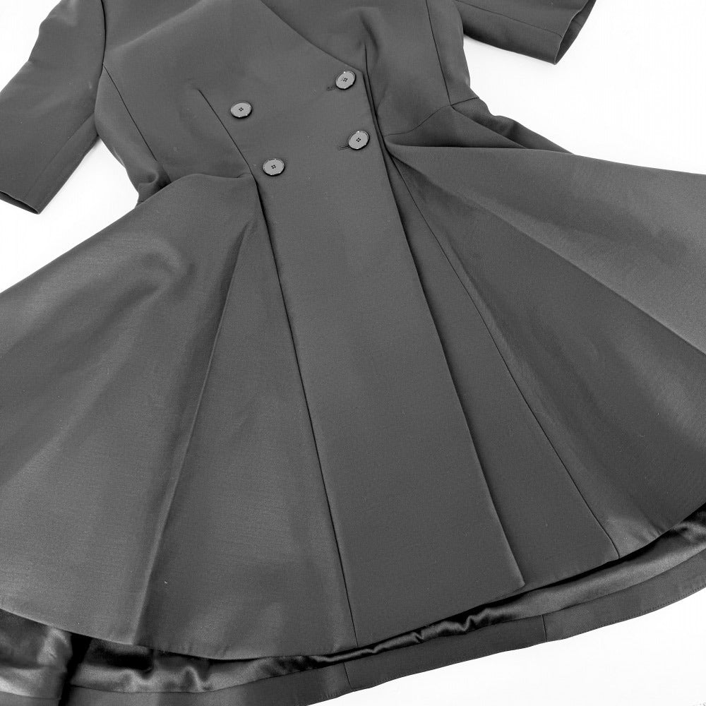 Christian Dior クリスチャンディオール ワンピース フレアワンピース ダブルブレスト 半袖 服 アパレル 40 ブラック 黒 春 夏 ウール ナイロン ポリウレタン レディース【中古品】