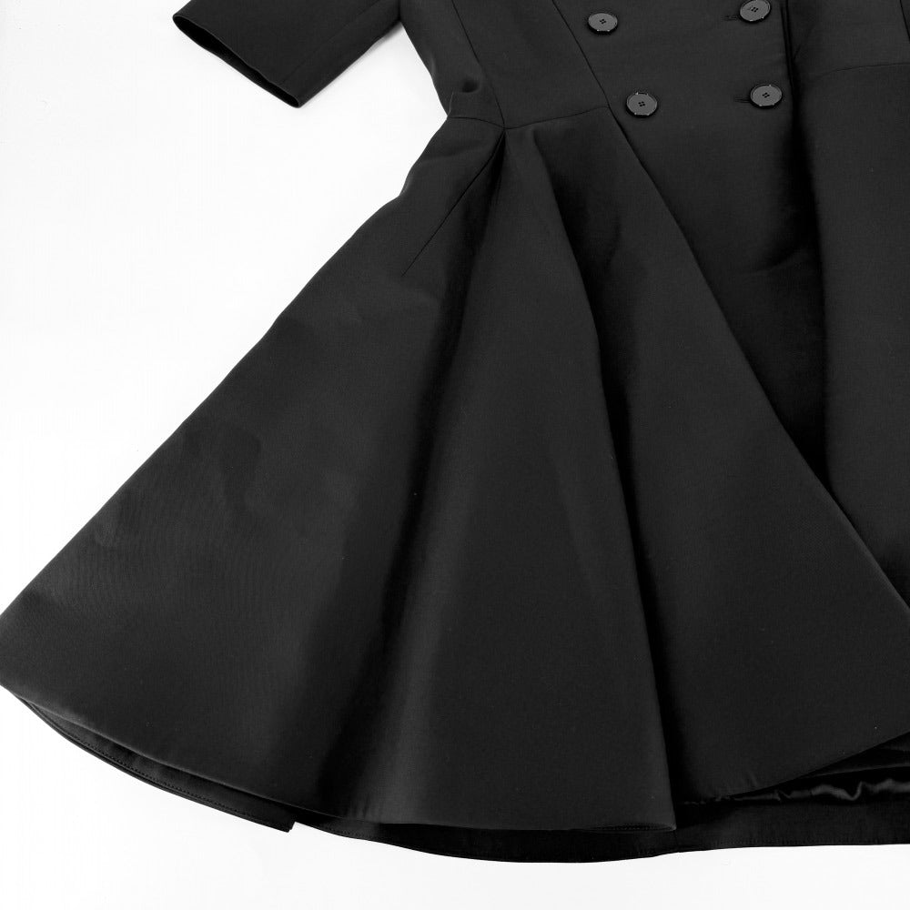 Christian Dior クリスチャンディオール ワンピース フレアワンピース ダブルブレスト 半袖 服 アパレル 40 ブラック 黒 春 夏 ウール ナイロン ポリウレタン レディース【中古品】