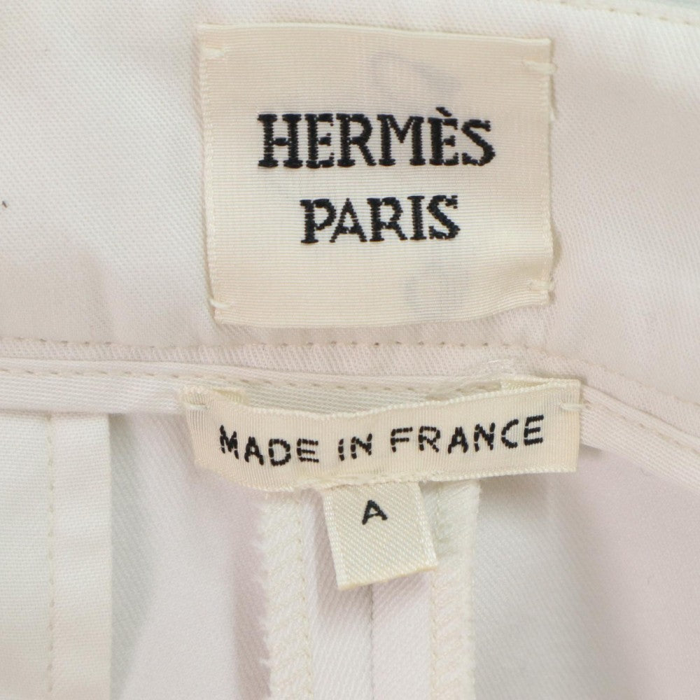 HERMES エルメス パンツ スラックス 長ズボン アパレル 服 38 ホワイト 白 シルバー金具 オールシーズン コットン ポリアミド エラスタン レディース【中古品】