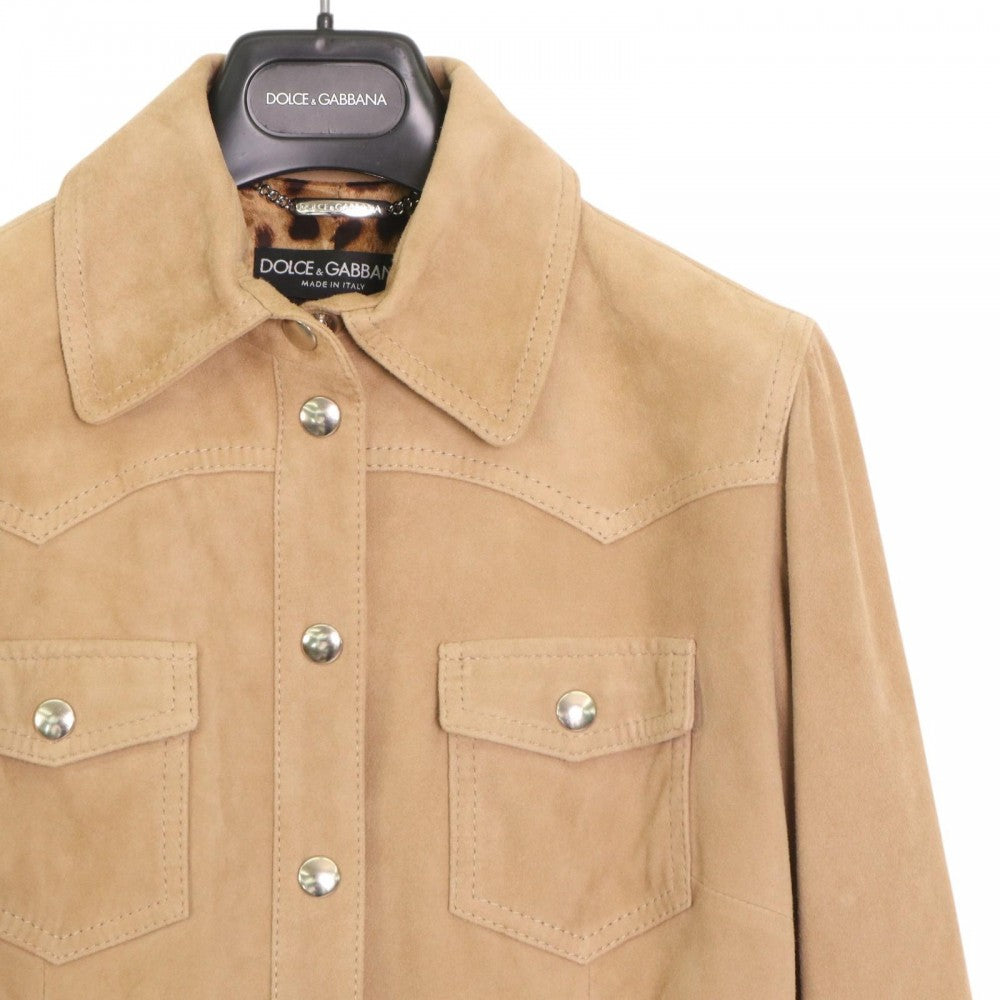 DOLCE&GABBANA ドルチェアンドガッバーナ アウター ヒョウ柄 ジャケット ベロア 古着 服 アパレル ドルガバ 40 ブラウン 茶 ブロンズ金具 春 秋 山羊革 レディース【中古品】